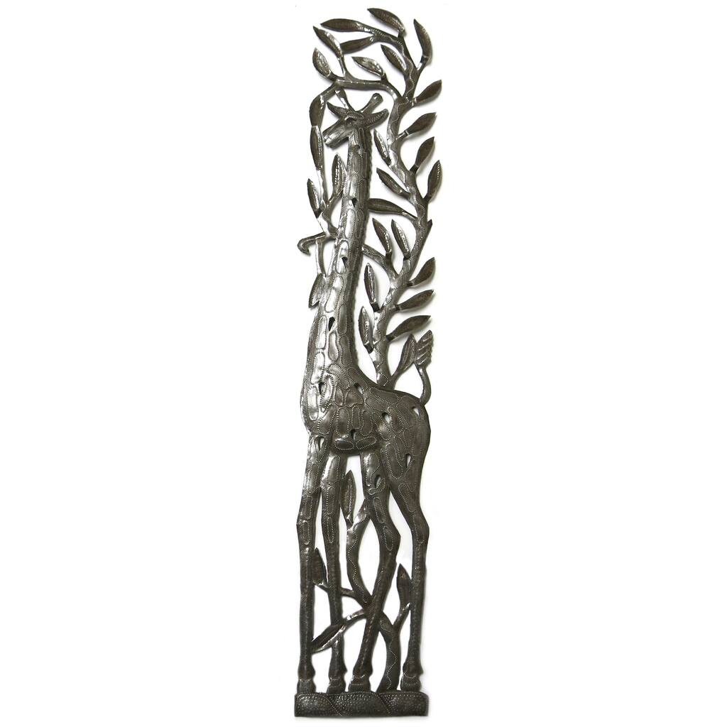 Handcrafted Recycled Steel Drum Giraffe Wall Art (Haiti)