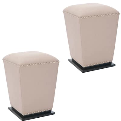 SAFAVIEH Mason Beige Fabric Ottoman (Set of 2)