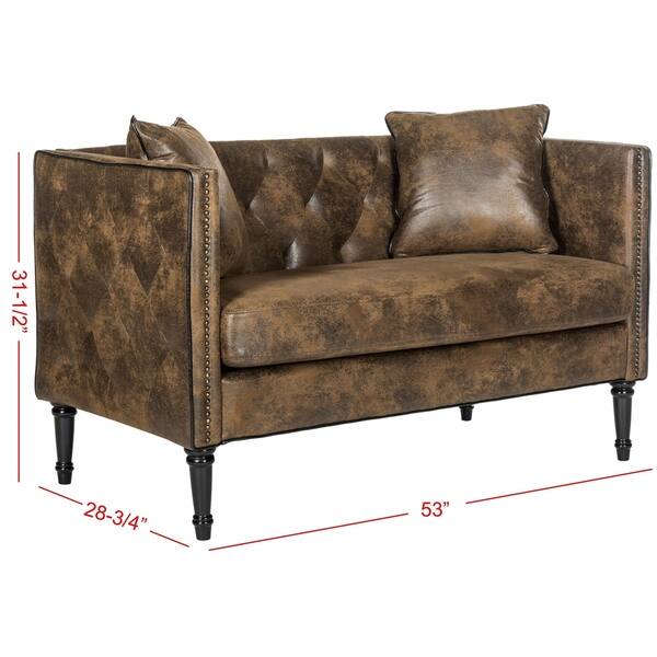 Shop Safavieh Sarah Vintage Brown Tufted Settee With Pillows 53 X 28 8 X 31 5 On Sale Overstock 11417025