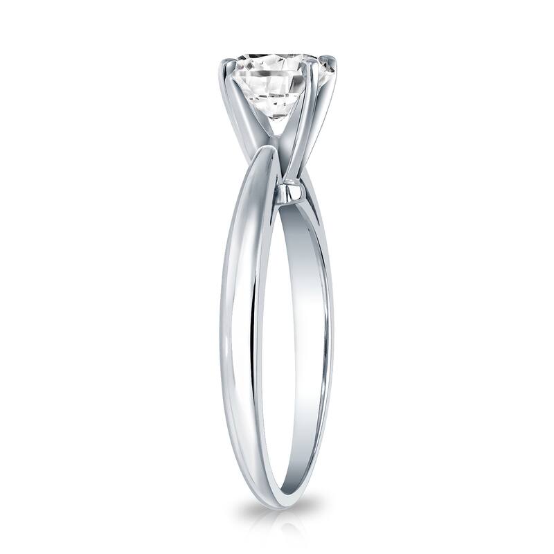 Auriya 18k Gold 1/3 carat TW Round Solitaire Diamond Engagement Ring