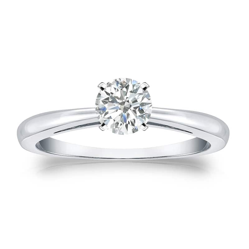 Auriya 18k Gold 1/3ctw Round Solitaire Diamond Engagement Ring - White - 10