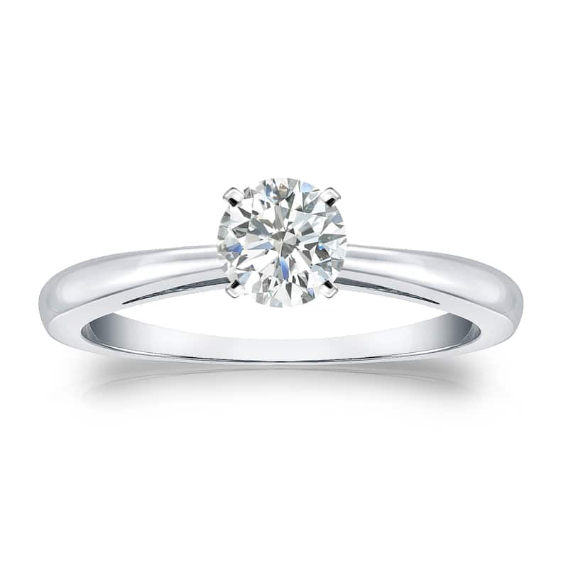 Auriya 18k Gold 1/3ctw Round Solitaire Diamond Engagement Ring - White - 4
