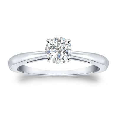 Auriya 18k Gold 1/3ctw Round Solitaire Diamond Engagement Ring
