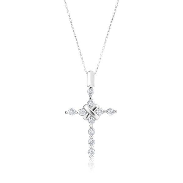 Shop SummerRose 14k White Gold 1/2ct TDW Diamond Cross Pendant Necklace