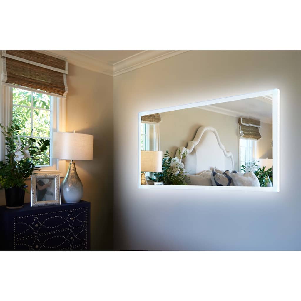 Innoci-USA Hera Rectangle/Square LED Wall Mount Lighted Vanity Mirror Featuring Smart IR Sensor and Durable Aluminum Frame