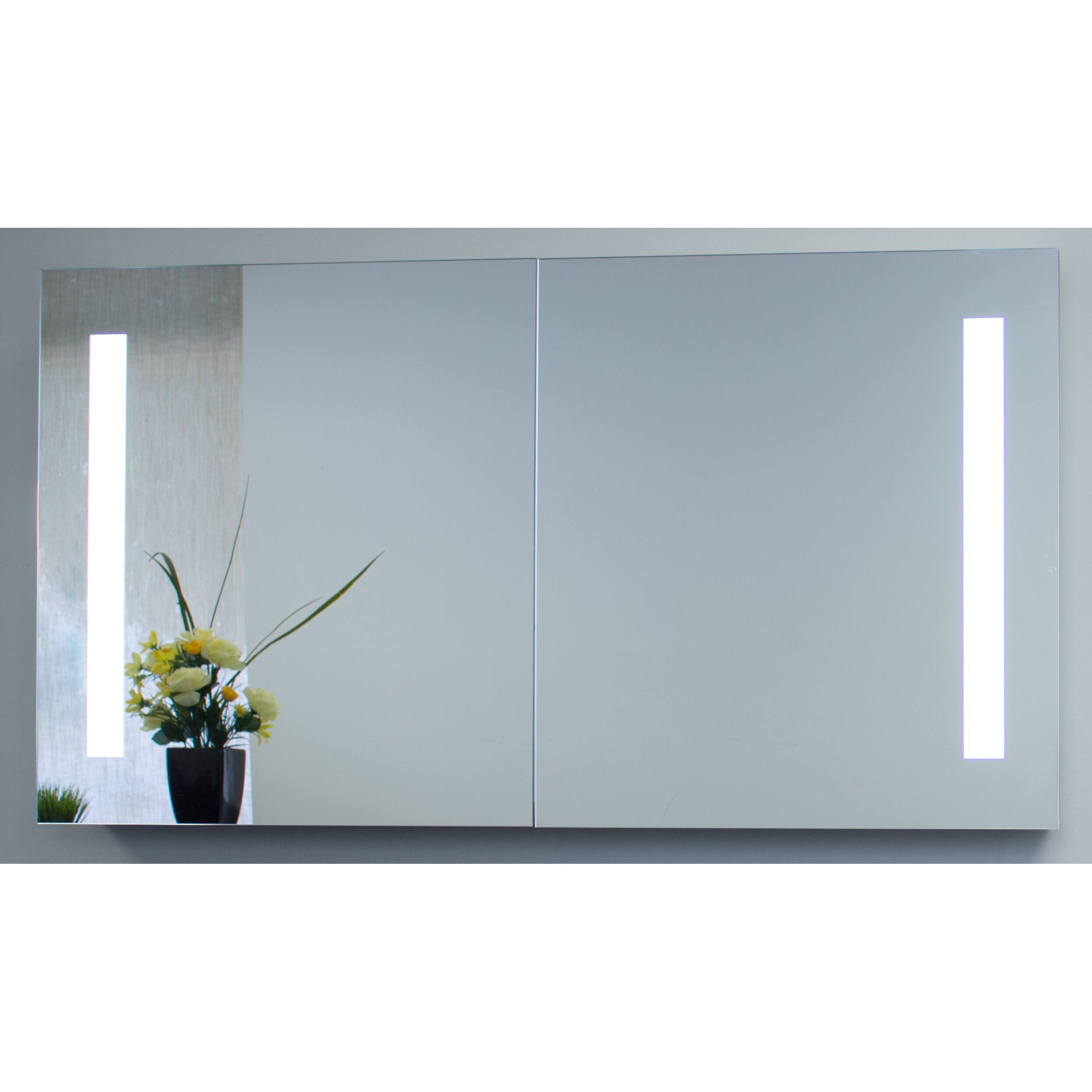 InnociUSA Zeus LED Double Door Wall Mount Mirrored Lighted Medicine