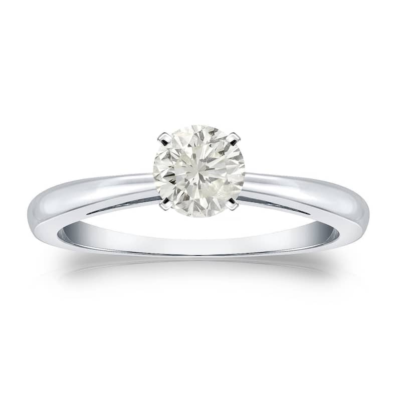 Auriya 18k Gold 1/3ctw Round Solitaire Diamond Engagement Ring (J-K, I1-I2) - White - 4