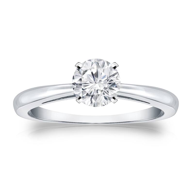 Auriya 18k Gold 1/2 carat TW Round Solitaire Diamond Engagement Ring - 4 - White