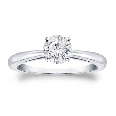 Auriya 18k Gold 1/2 carat TW Round Solitaire Diamond Engagement Ring