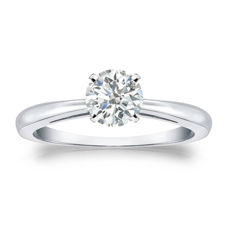 Auriya 18k Gold 1/2ctw Round Solitaire Diamond Engagement Ring (I-J, SI1-SI2) - White - 4