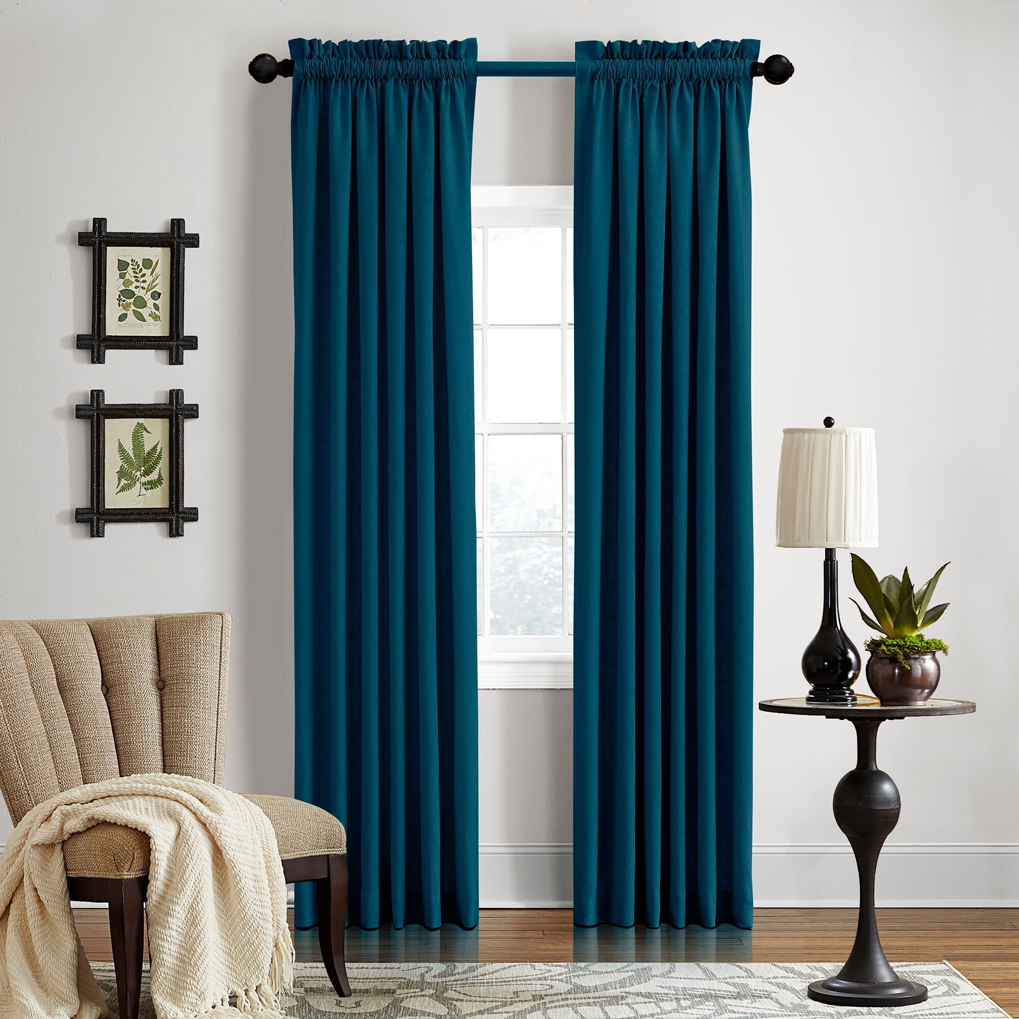 Shop Grand Luxe 100 Linen Gotham Dark Teal Rod Pocket Panel
