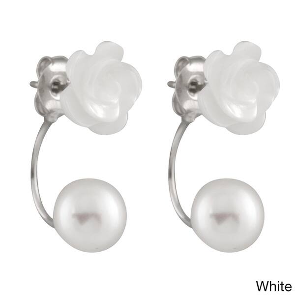 Sterling Silver Mother Of Pearl And Freshwater Flower Earrings 8 9mm Sterling Silver Mother Of Pearl And Freshwater Flower Earrings 8 9mm