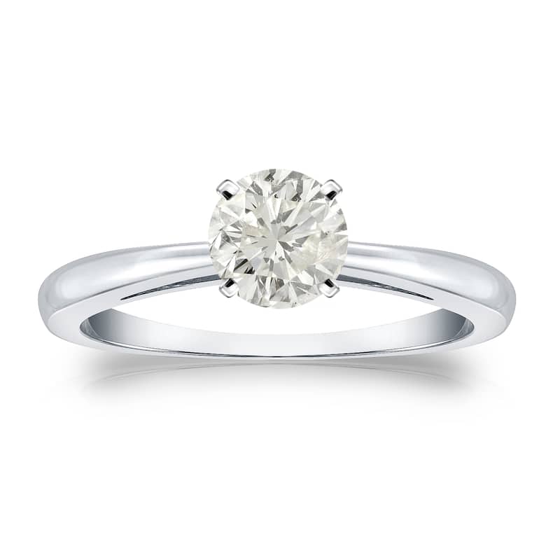 Auriya 18k Gold 1/2ctw Round Solitaire Diamond Engagement Ring - White - 4