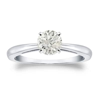 Auriya 18k Gold 1/2ctw Round Solitaire Diamond Engagement Ring