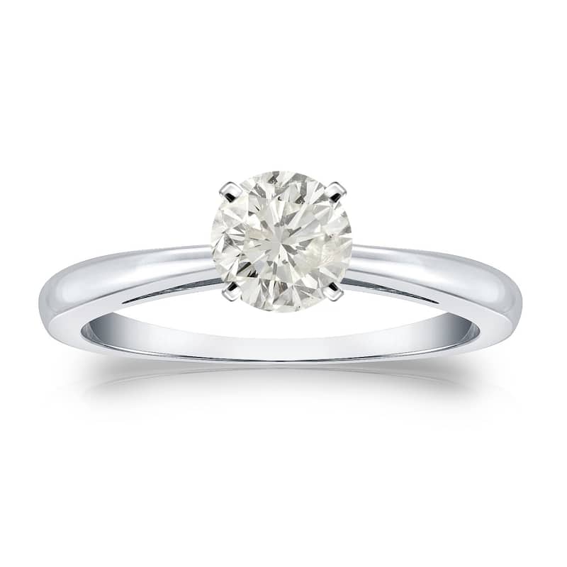 Auriya 18k Gold 1/2ctw Round Solitaire Diamond Engagement Ring - White - 10