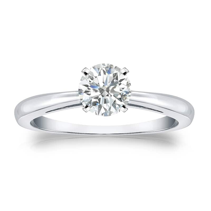 Auriya 18k Gold 1/2ctw Round Solitaire Diamond Engagement Ring - White - 9.5