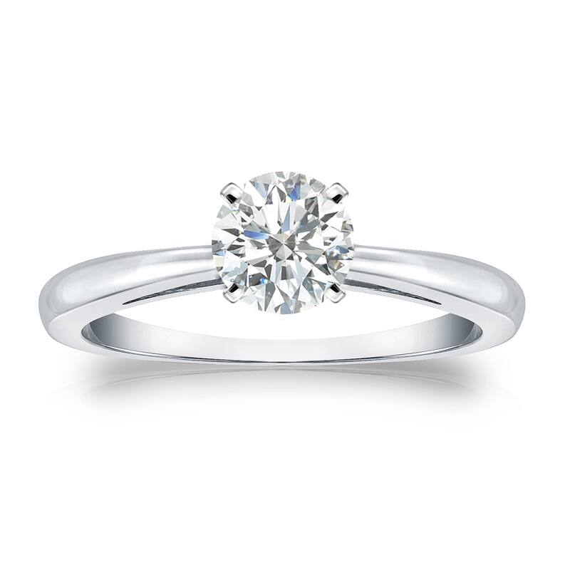 Auriya 18k Gold 1/2ctw Round Solitaire Diamond Engagement Ring - White - 4