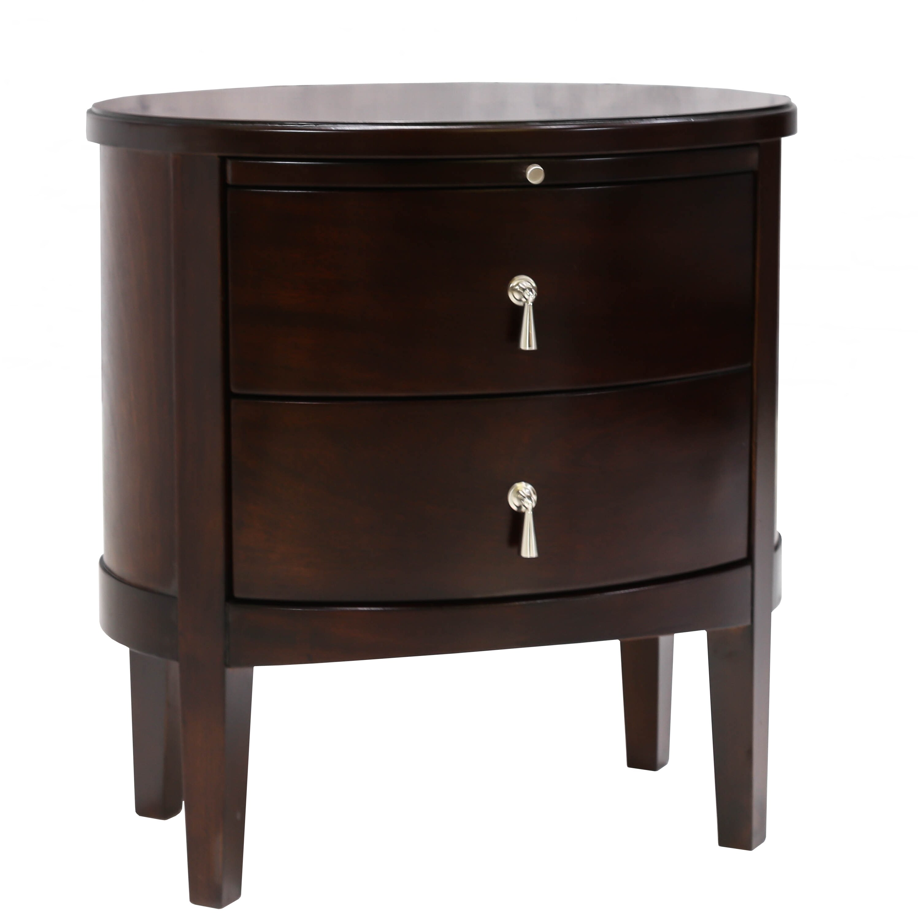 Shop Somette Palmetto Dark Rose 2 Drawer Oval Nightstand With Beverage Tray Overstock 11418795