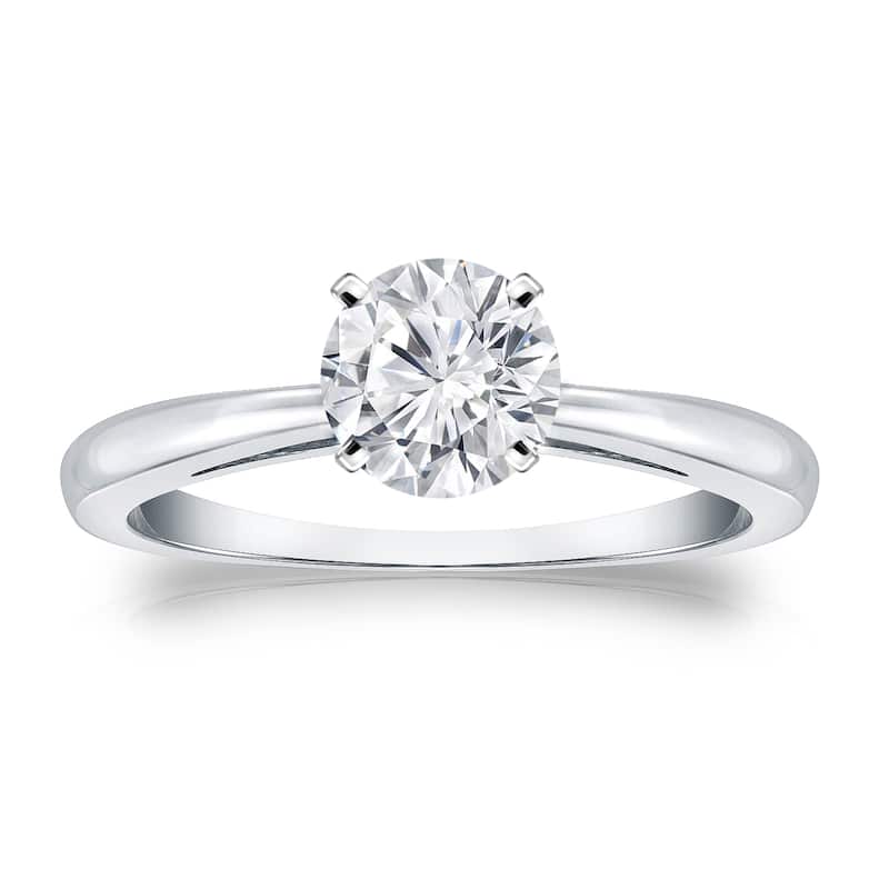 Auriya 3/4ctw Round Solitaire Diamond Engagement Ring 18k Gold - White - 4