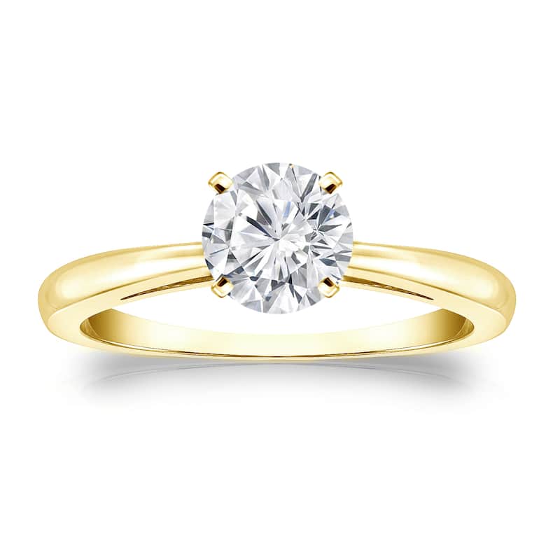 Auriya 3/4ctw Round Solitaire Diamond Engagement Ring 18k Gold - Yellow - 4