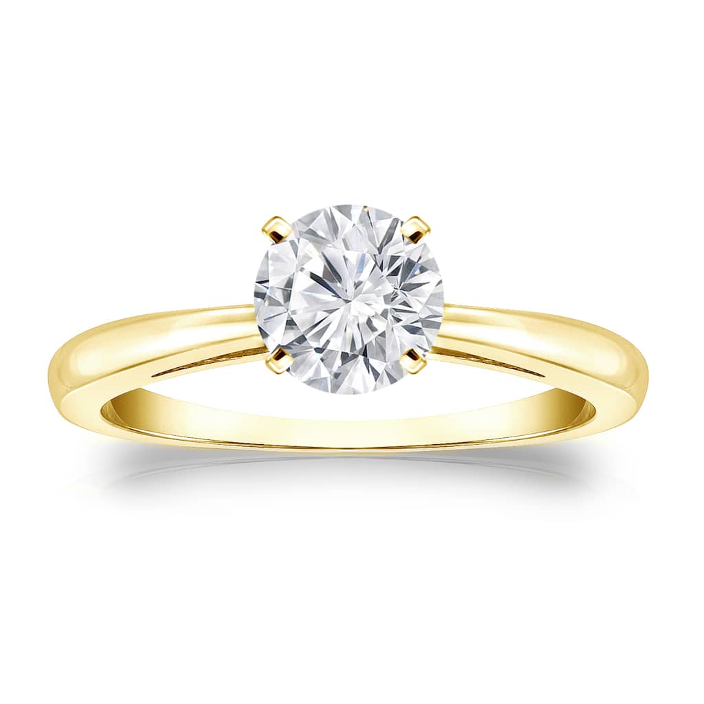 Auriya 3/4ctw Round Solitaire Diamond Engagement Ring 18k Gold