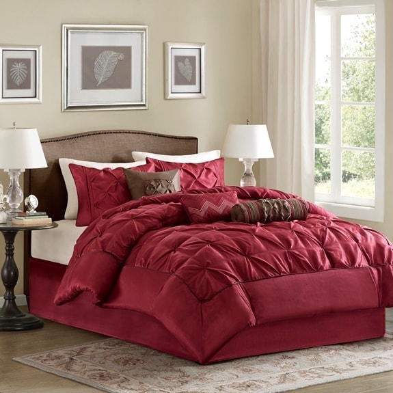 Madison Park Lafayette Tufted Red 7 Piece Comforter Set
