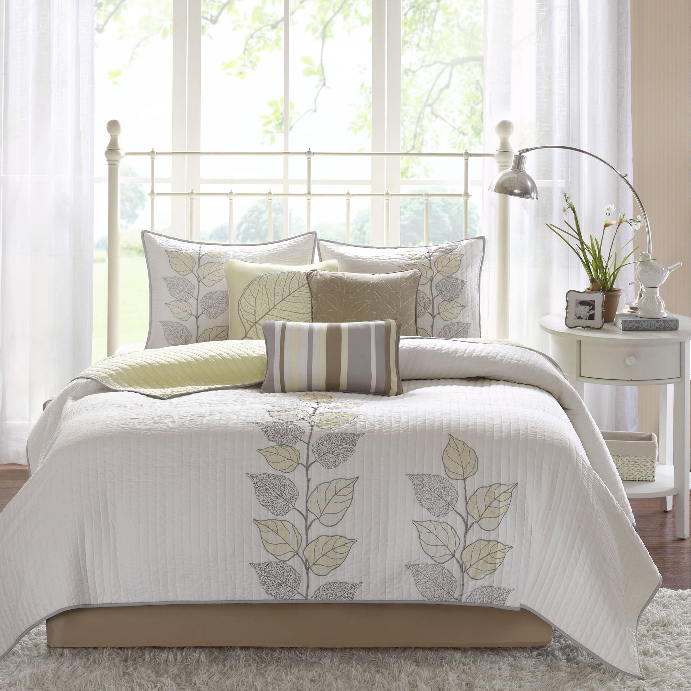 Shop Madison Park Jocelyn Yellow Channel Quilted Coverlet Set On