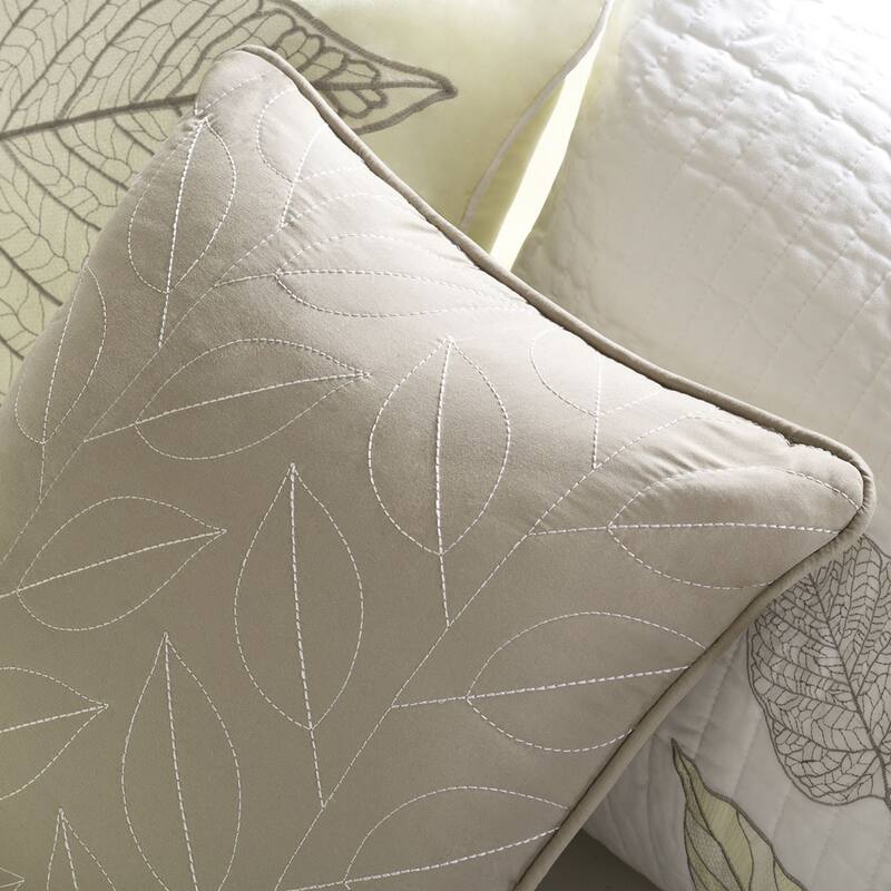 Madison Park Jocelyn Yellow 6 Piece Embroidered Quilt Set with Throw Pillows