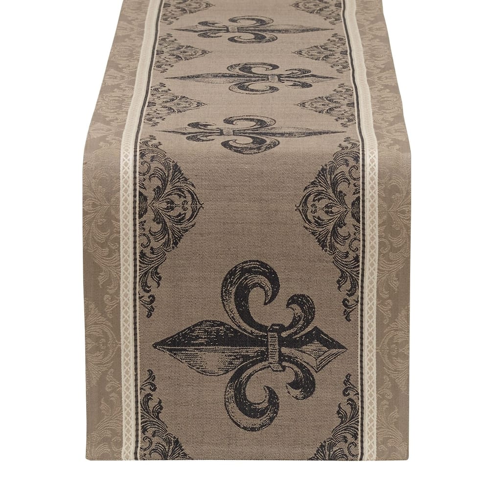 Fleur De Lis Stripe Jacquard Table Runner