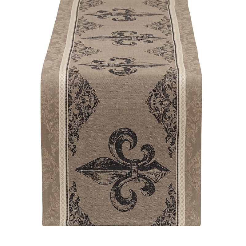 Fleur De Lis Stripe Jacquard Table Runner