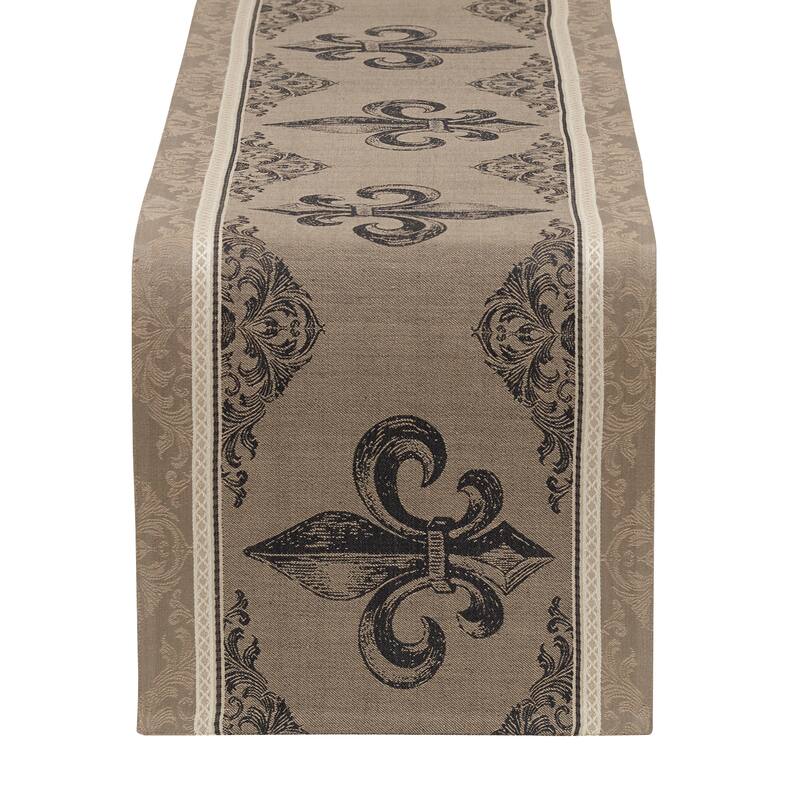 Fleur De Lis Stripe Jacquard Table Runner