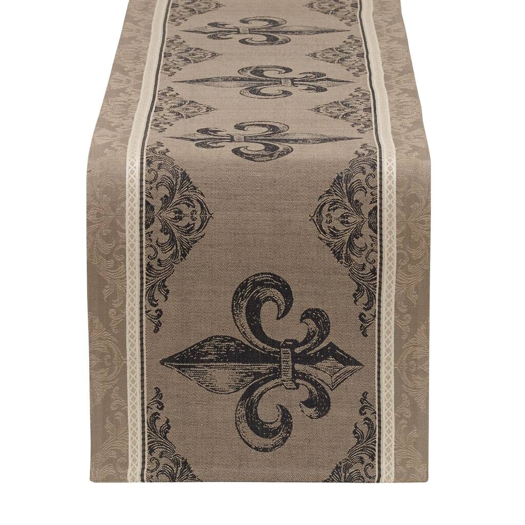 Fleur De Lis Stripe Jacquard Table Runner