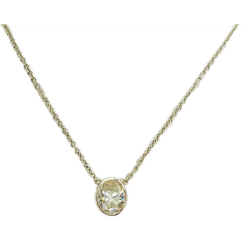 Kabella 14k White Gold 1ct TDW Oval Diamond Necklace (G-H, SI1-SI2)
