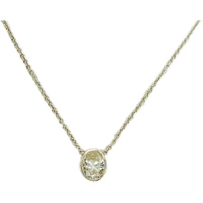 Kabella 14k White Gold 1ct TDW Oval Diamond Necklace (G-H, SI1-SI2)