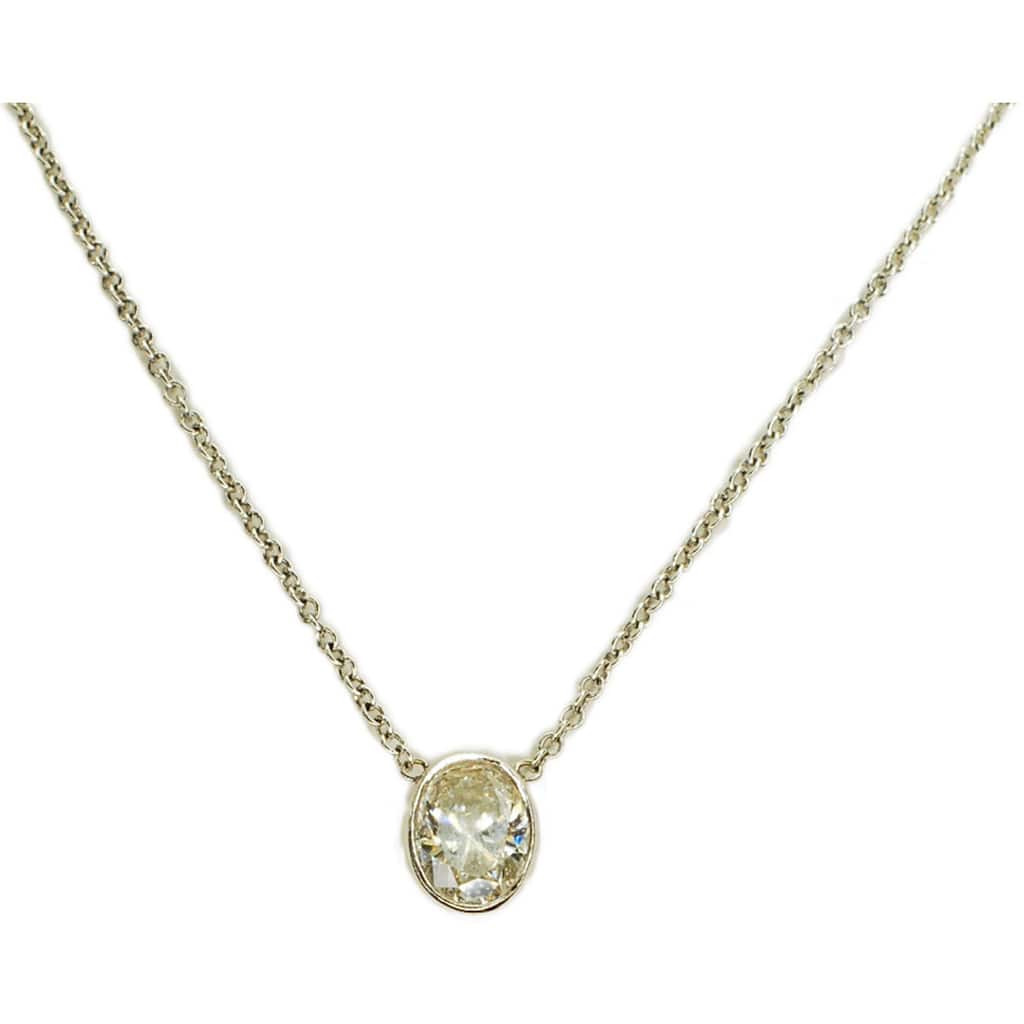 Kabella 14k White Gold 1ct TDW Oval Diamond Necklace (G-H, SI1-SI2)