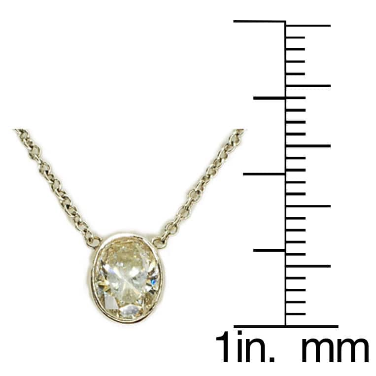 Kabella 14k White Gold 1ct TDW Oval Diamond Necklace (G-H, SI1-SI2)