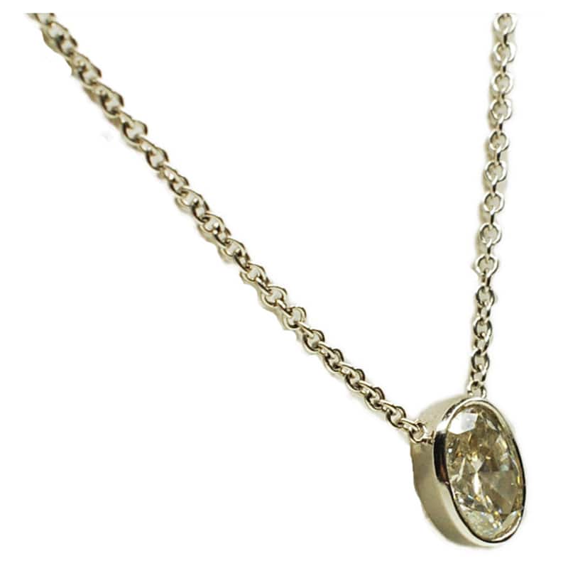 Kabella 14k White Gold 1ct TDW Oval Diamond Necklace (G-H, SI1-SI2)