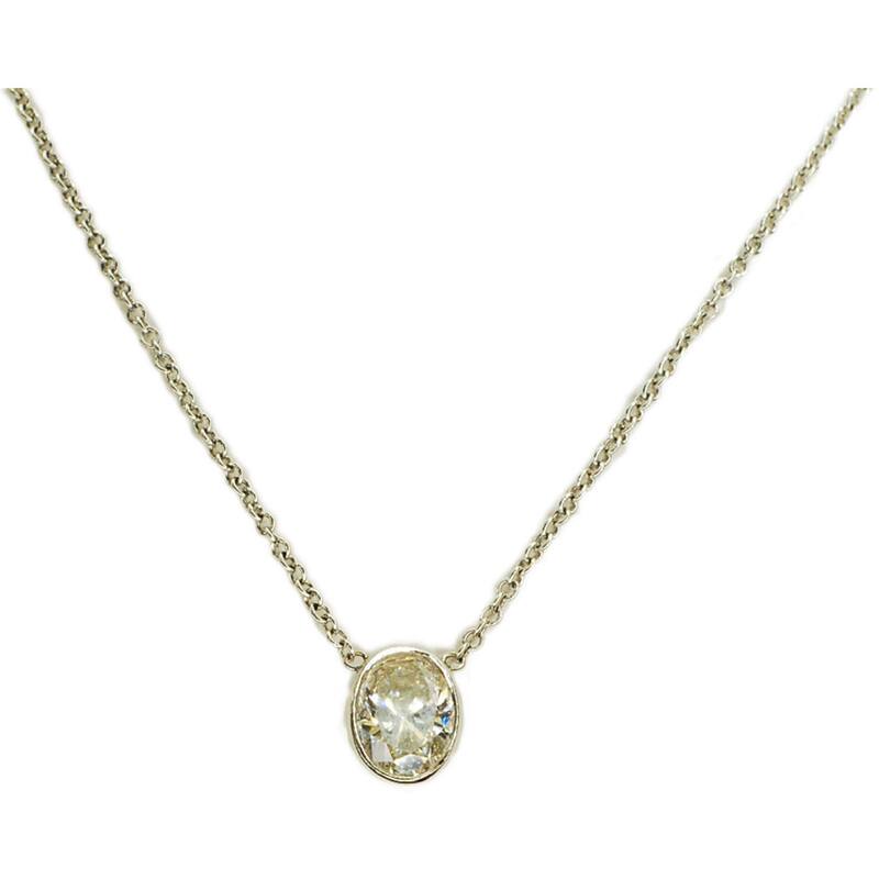 Kabella 14k White Gold 1ct TDW Oval Diamond Necklace (G-H, SI1-SI2)