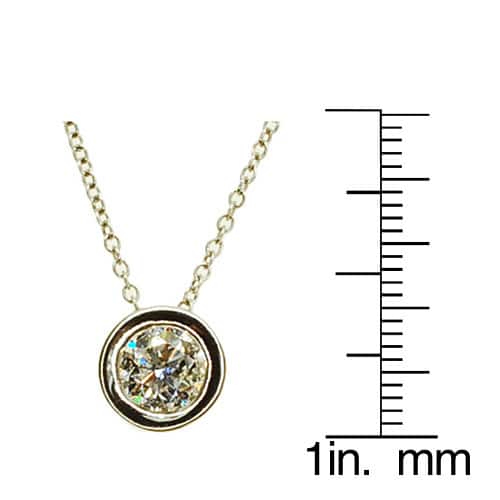 Kabella 14k White Gold 7/8ct TDW TDW Bezel Diamond Solitaire Necklace (G-H, I1-I2)