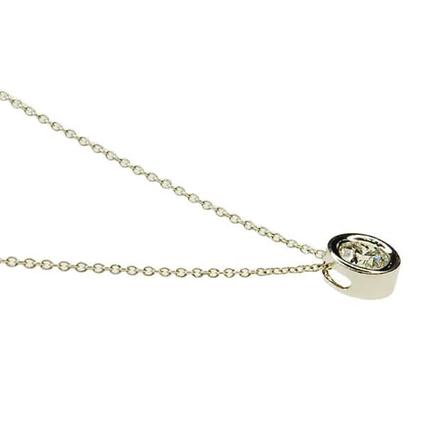 Kabella 14k White Gold 7/8ct TDW TDW Bezel Diamond Solitaire Necklace (G-H, I1-I2)