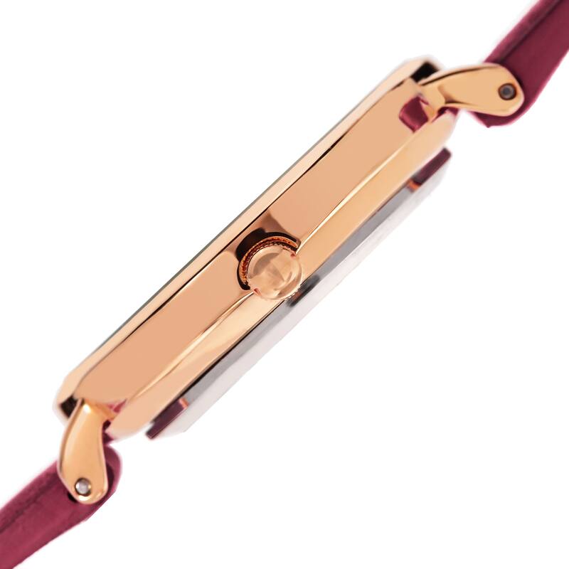 Akribos XXIV Women's Quartz Diamond Markers 'Crazy Horse' Leather Pink Strap Watch