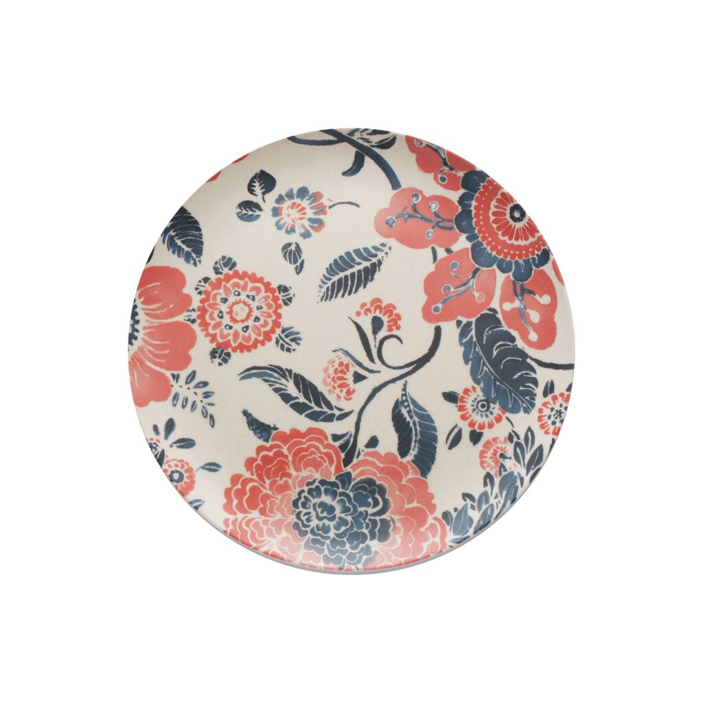 Caribbean Joe Peach Floral Set of 4 Salad Plates