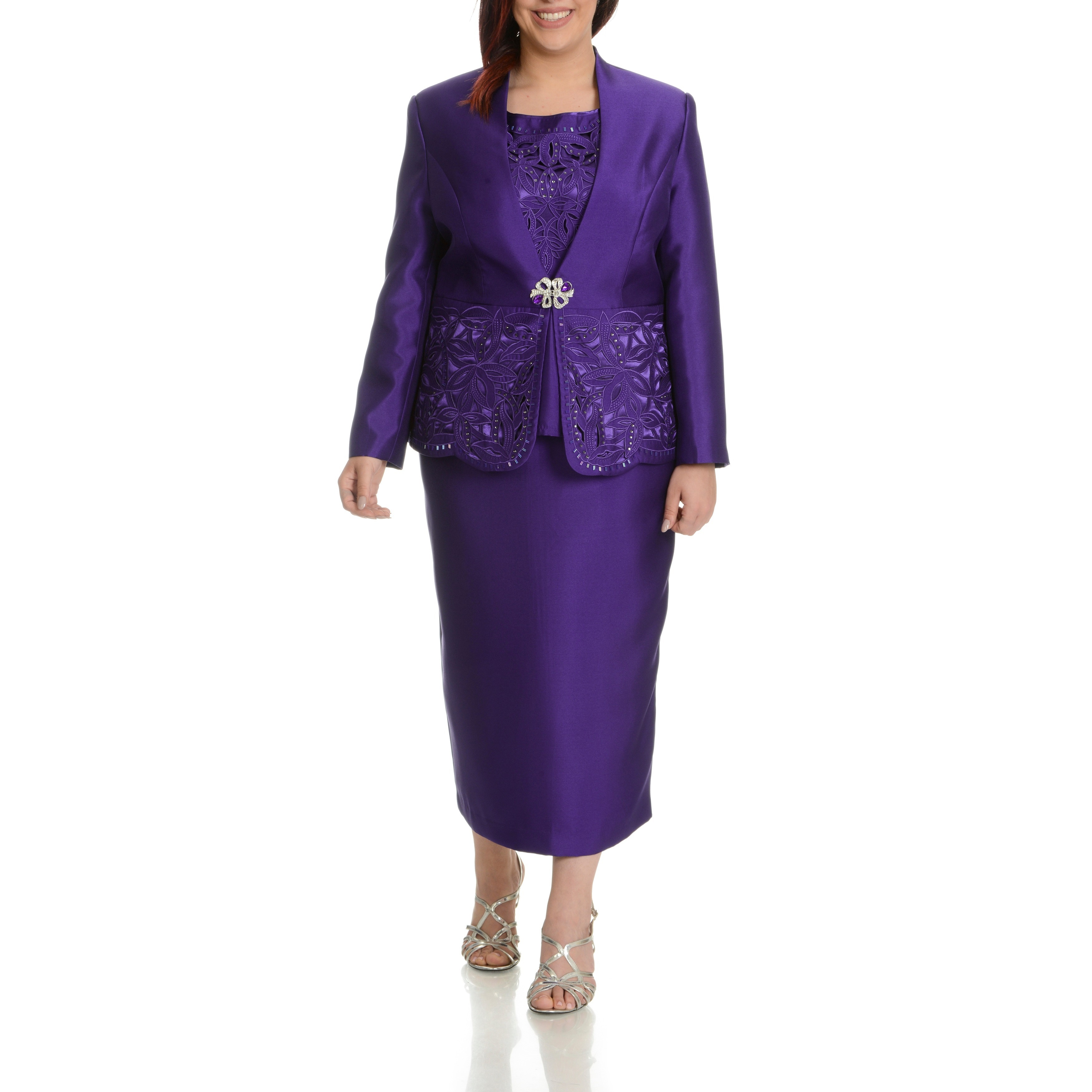 plus size purple dress suits