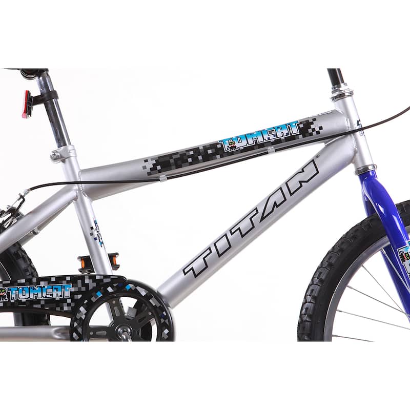 Tomcat Boys Silver and Black BMX Bike with 20-inch Wheels