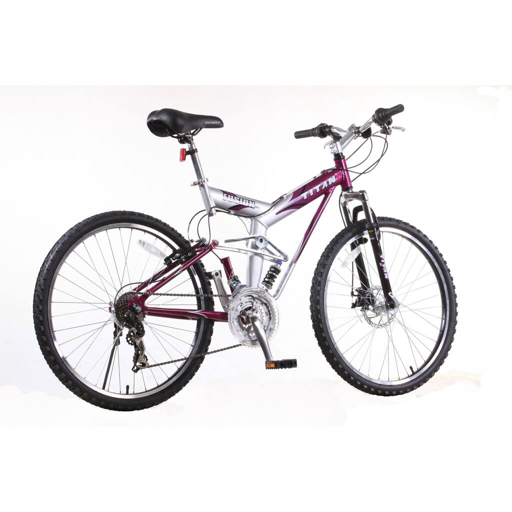 Fusion PRO Purple Alloy Dual Suspension All Terrain 21-Speed 19-Inch Frame Mountain Bike