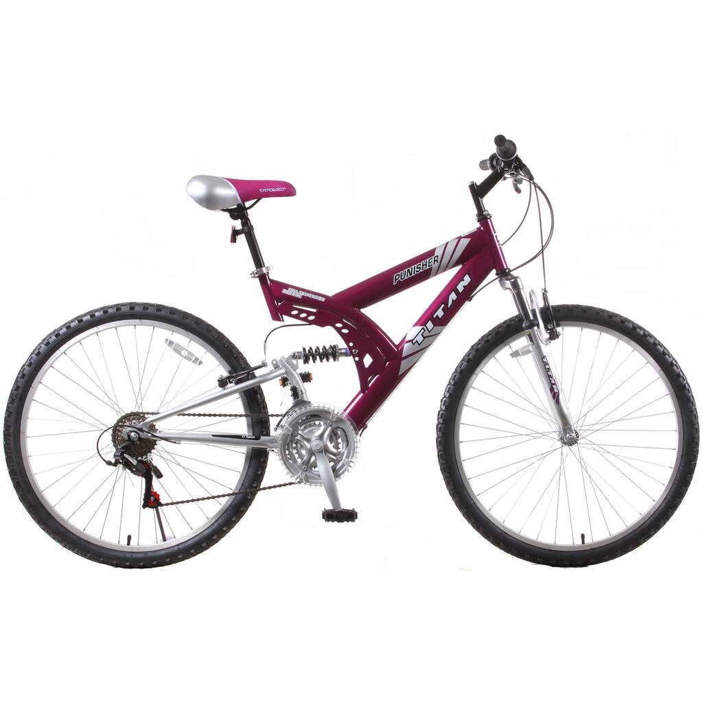 Punisher 21-Speed Dual Suspension Purple All Terrain Mountain Bike