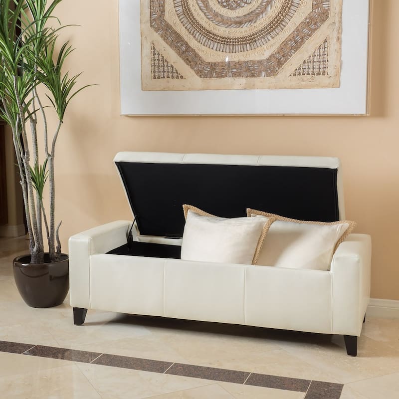 Guernsey Faux Leather Storage Ottoman Bench by Christopher Knight Home