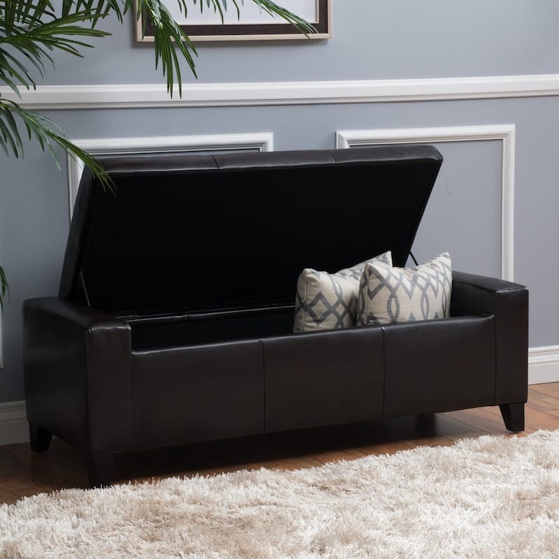 Guernsey Faux Leather Storage Ottoman Bench by Christopher Knight Home