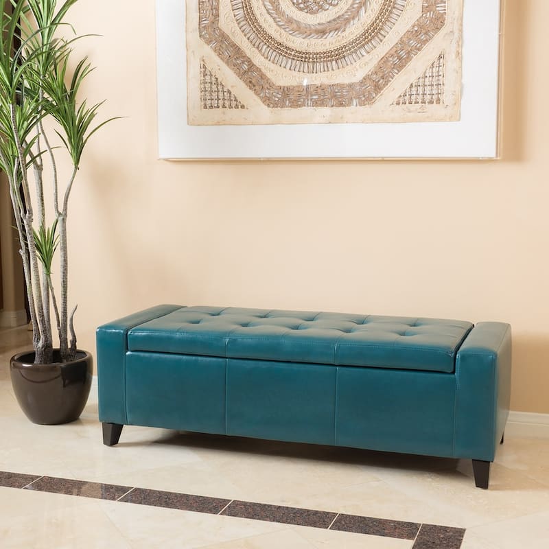 Guernsey Faux Leather Storage Ottoman Bench by Christopher Knight Home