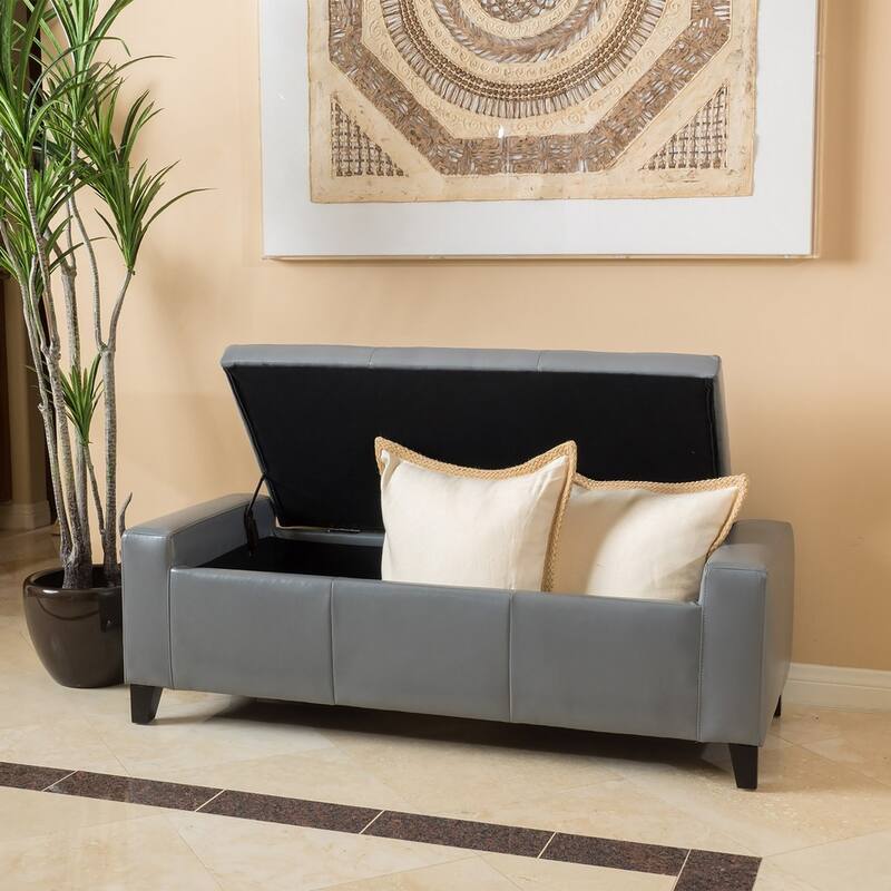Guernsey Faux Leather Storage Ottoman Bench by Christopher Knight Home
